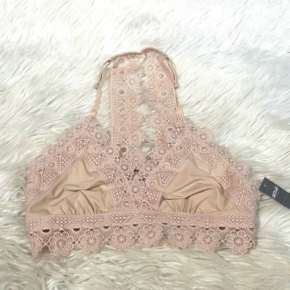 Aerie Floral Lace Racerback Bralette Soft Peach / Nude - Picture 1 of 13